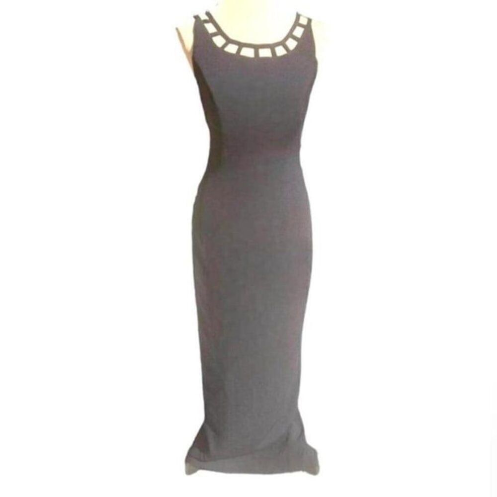 Vtg Rex Lester Black Pencil Gown Sz 2 - Picture 6 of 9